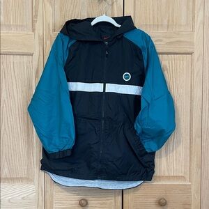 Nike Vintage Youth Black and Teal Windbreaker Hood Full Zipper